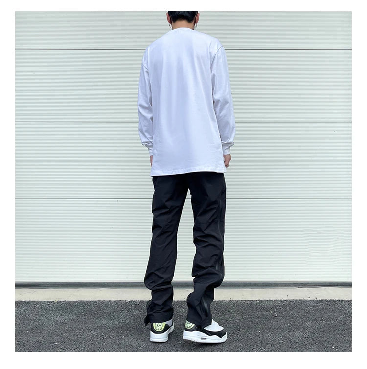 american street wear machine oversized joggers pants rubber side zipper nylon casual pants harajuku mens black track pants unique joggers style 3796