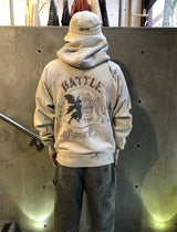 Vintage High Quality Hand Painted Graffiti Printed Washed Fleece Hoodi