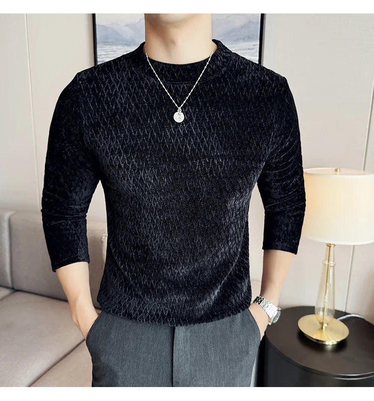 Skatercore Graphic tee – Autumn Winter Semi Turtleneck Stretch Slim Fit Long Sleeve T