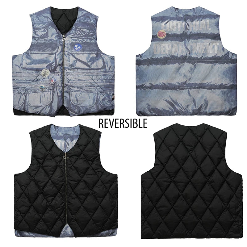 hip hop loose jacket vest unisex casual cotton padded vests mens harajuku streetwear printed sleveless warm reversible coat b - variant style 9ed3a0 for streetwear fashion