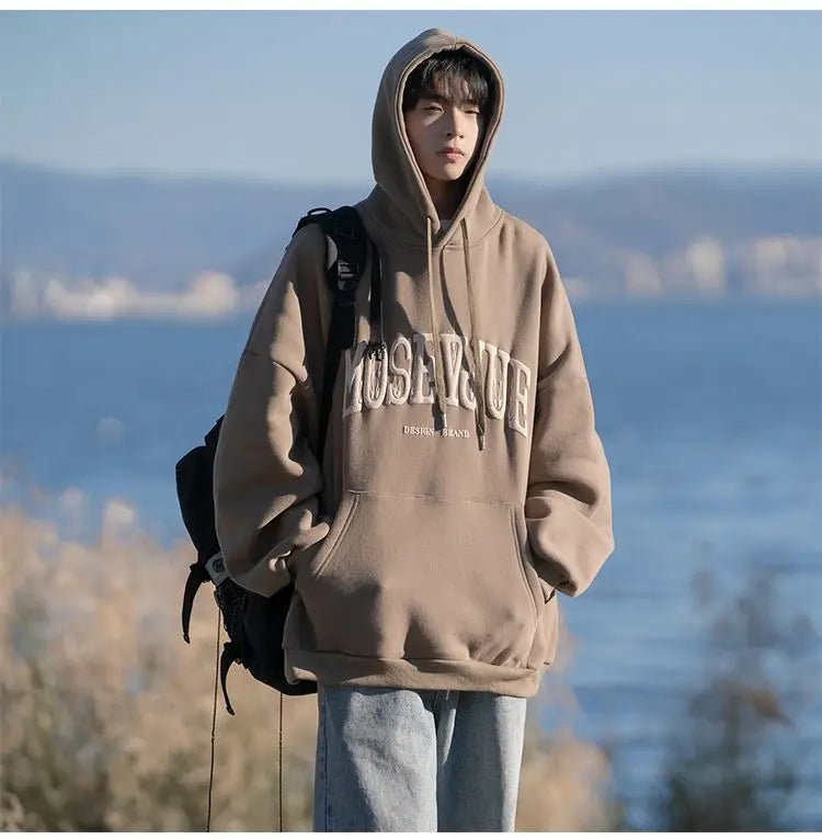 Spring and Autumn Trendy Hip Hop American High Street Men and Women Retro Letter Printed Hoodie Couple Loose Casual Top y2k