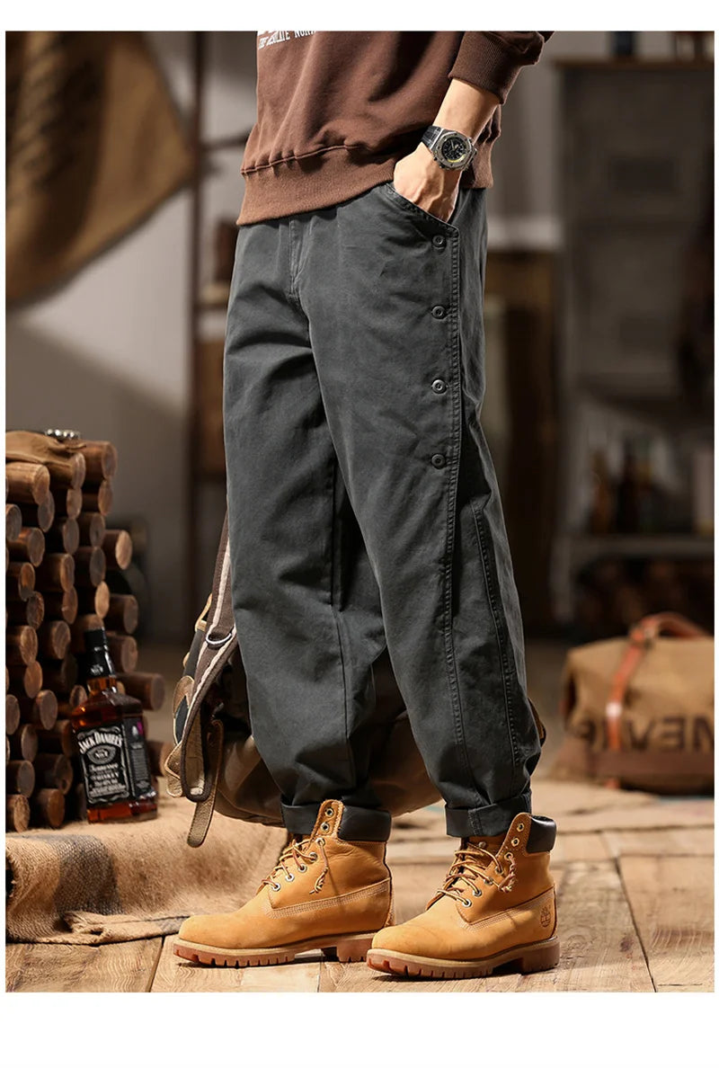new breasted cargo tracksuit pants for men autumn y2k vintage harem tactical sweatpants casual outdoor baggy joggers trousers unique joggers style 68