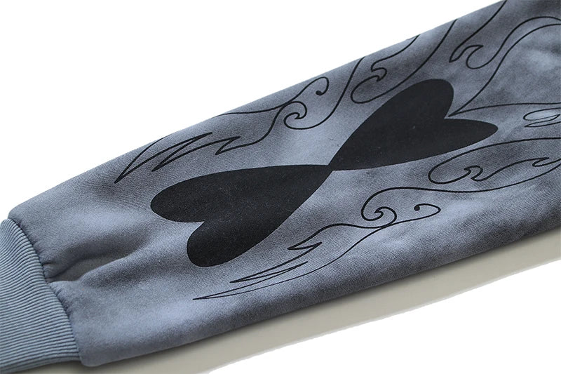 Retro Tie Dyed Love Printed Fleece Pullover Hooded Hoodies For Men And