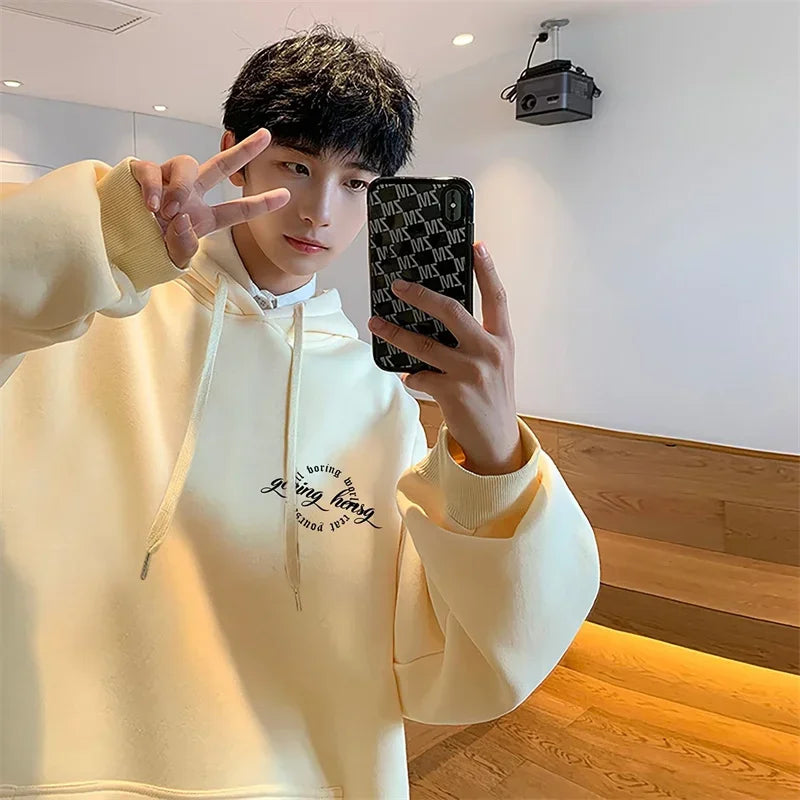 New Goth Graphic Printed Hooded Sweatshirts For Men Y2K Vintage Street