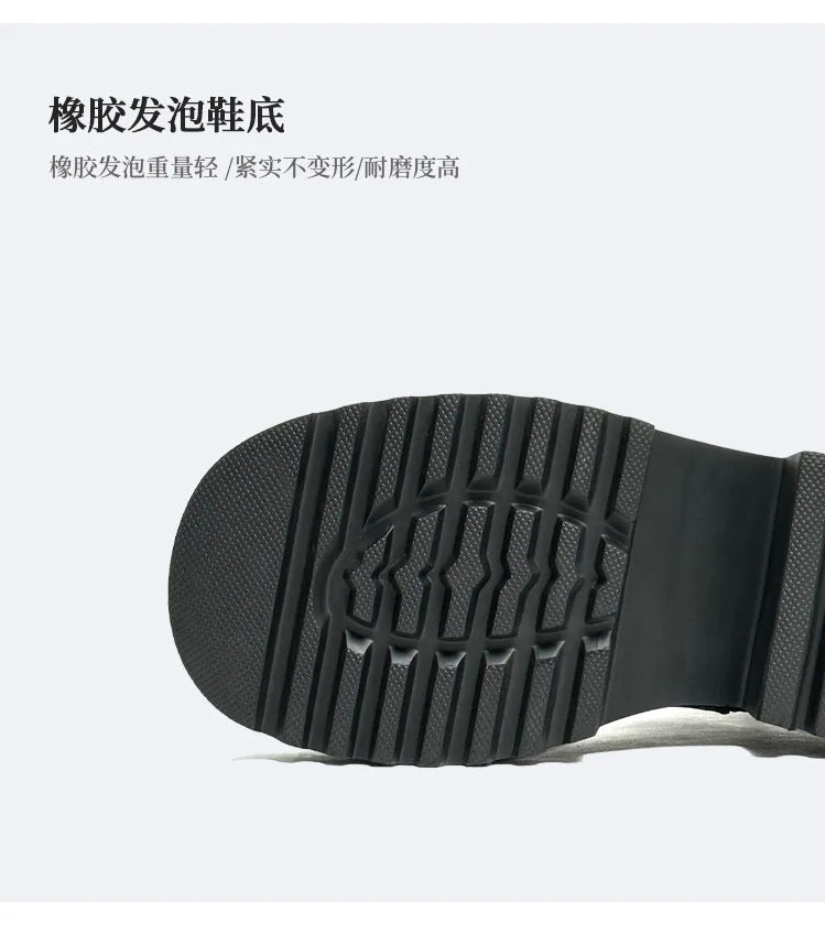 Genuine Leather Increasing Rubber Foam Sole Lightweight Derby Shoes Men Streetwear Fashion Real Cow Leather High Heels Shoes