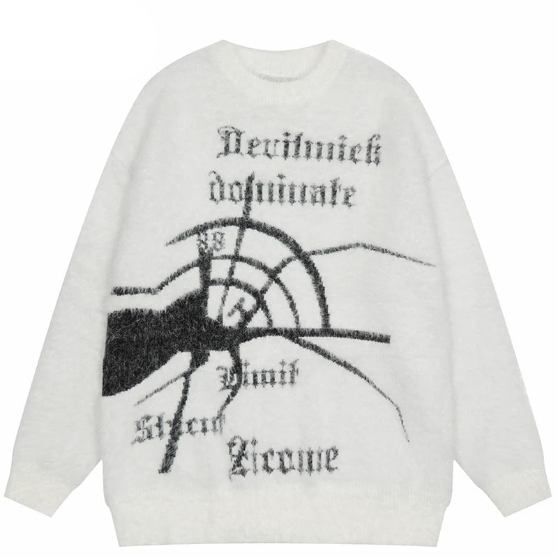 techwear flame knit sweater with structured oversized fit, ideal for cold streetwear layers, men’s streetwear clothing piece 