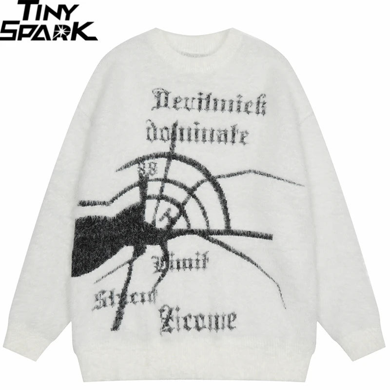 techwear flame knit sweater with structured oversized fit, ideal for cold streetwear layers, men’s streetwear clothing piece 