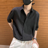 2023 Summer New Light Luxury Fashion Korean Shirt Men Short-sleeved Casual All-match Shirt Boutique Clothing Simple Style