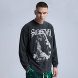 Rainbowtouches Washed Long Shirts For Men Fashion Design Printed Cotton Tidal Current Comfortable Style Black Men's Clothing