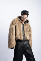 Integrated Fur Leather Men Cotton Jackets Thickened American High Street Motorcycle PU Leather Parkas Winter Couple Punk Outwear