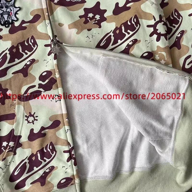 Towel Embroidered Cartoon Camouflage Glo Gang The Glory Full Zip Hoodi