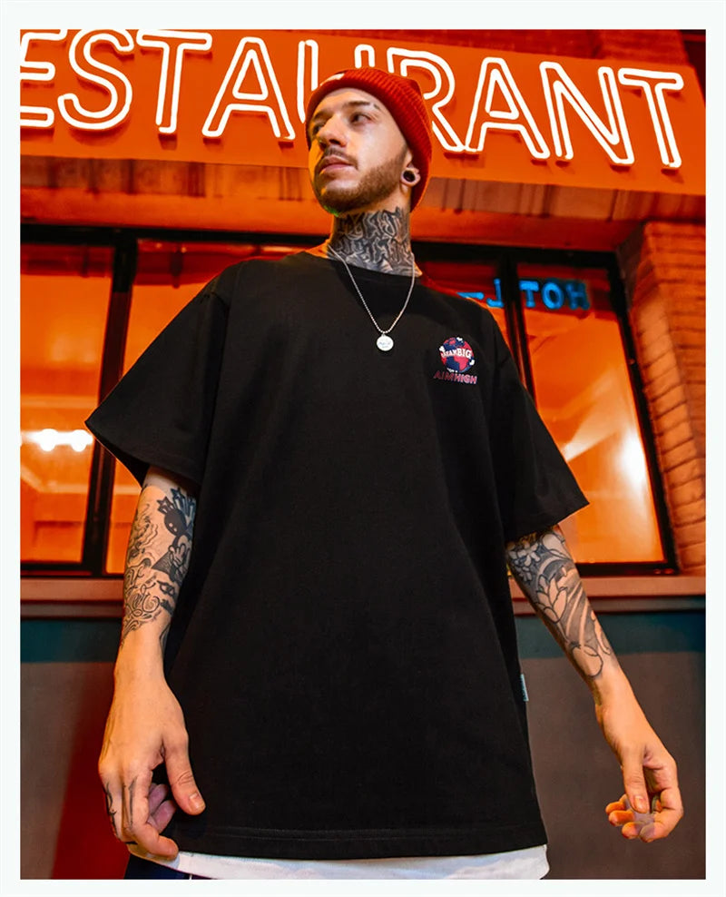 Skatercore Barcode glitch – Summer Funny Earth Printed T Shirt Men Creativity Oversized
