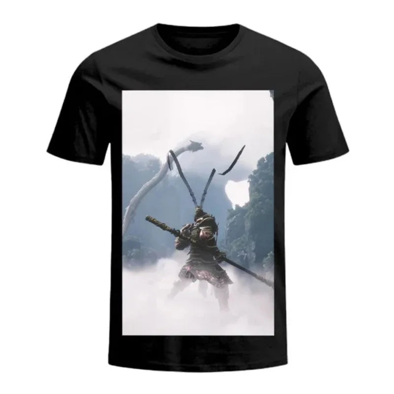 Vaporwave Oversized shirt – Black Myth Wukong Printed Oversized Short Sleeved Top Men Y2