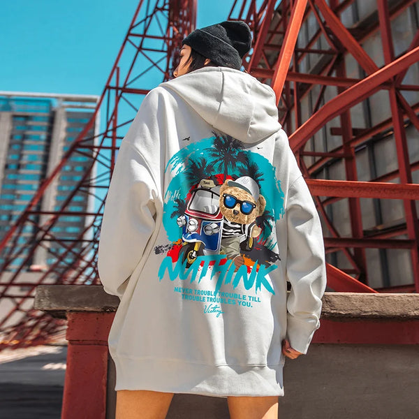 Funny Vacation Bear Graphic Printed Hoodies For Men Streetwear Hip Hop