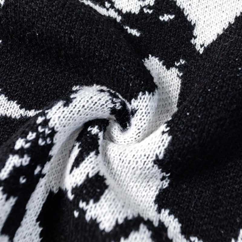 hip hop punk knitted oversized sweater mens autumn winter o neck long sleeve pullover streetwear unisex loose sweaters clothing - high quality cotton hoodie, Y2K grunge street style, soft fleece-lined outerwear