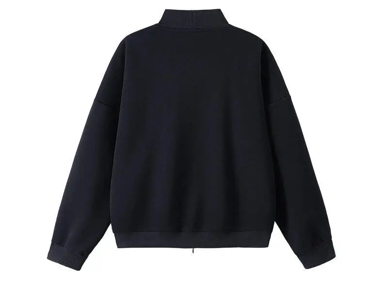 Stand Collar Half Zipper Pullover Casual Sweatshirt Men Women Streetwe