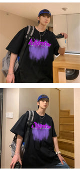 Y2k Chrome print – Summer Graffiti Letter Printed T Shirt For Men Casual Street