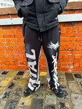 y2k sanitary pants casual pants elastic straight leg pants letter patchwork streetwear hip hop rap street dance matching pants unique default style 2204