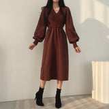 Winter Dress Long Elegant Splicing Stripes Y2k Knitted Dress Women Koean Fashion Long Sleeve Dresses Female Club Party Vestidos