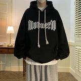 Autumn Vintage Gothic Letter Foam Printed Hooded Sweatshirts Hombre