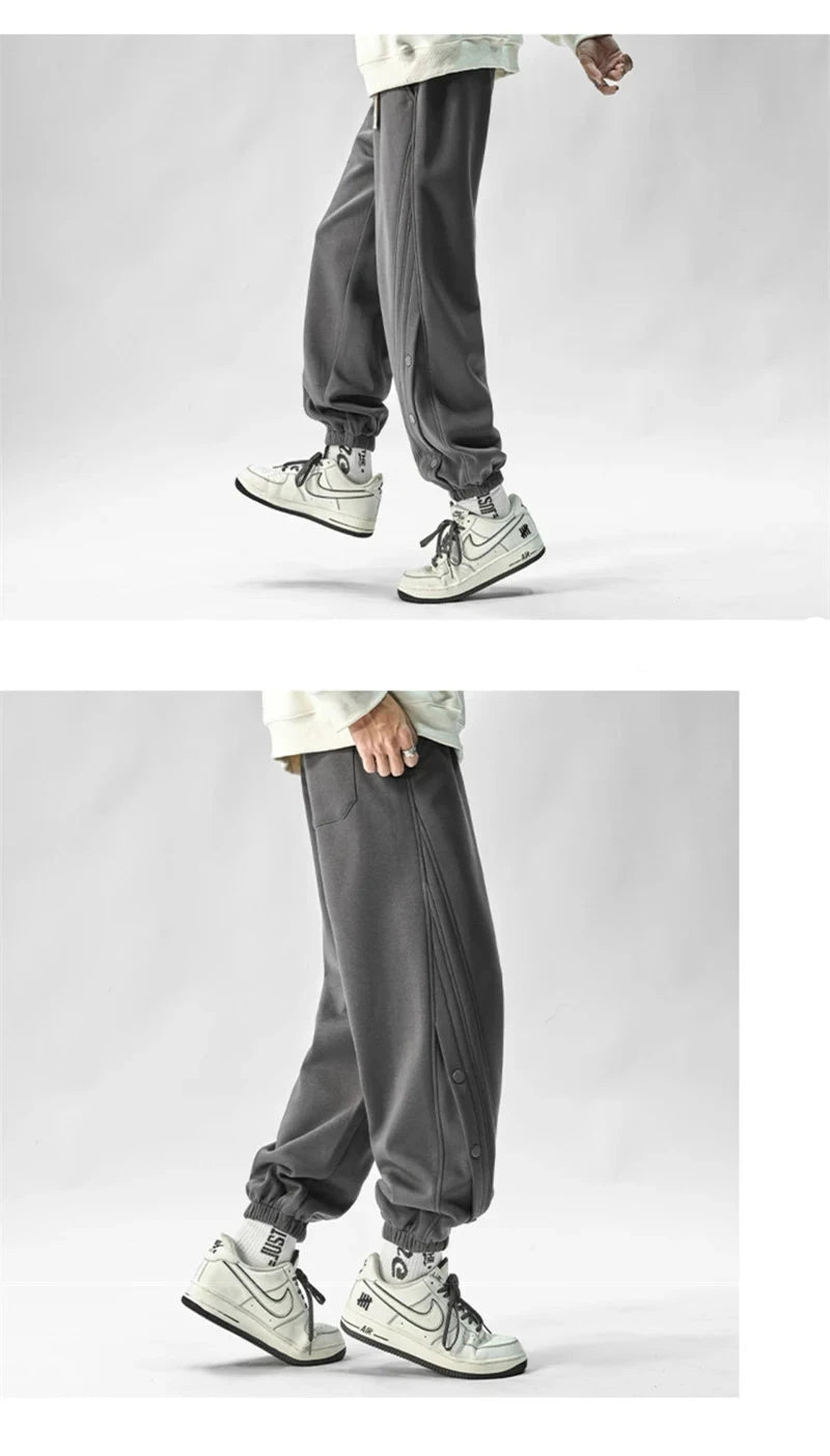 Autumn Casual Joggers Sports Pants Mens High Street Baggy Breasted Trousers