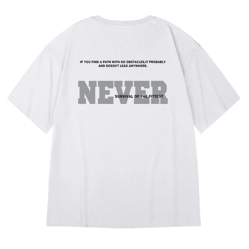 Gothic Aesthetic drop – High Street Letter Never Printed Male T Shirt Summer Cotton