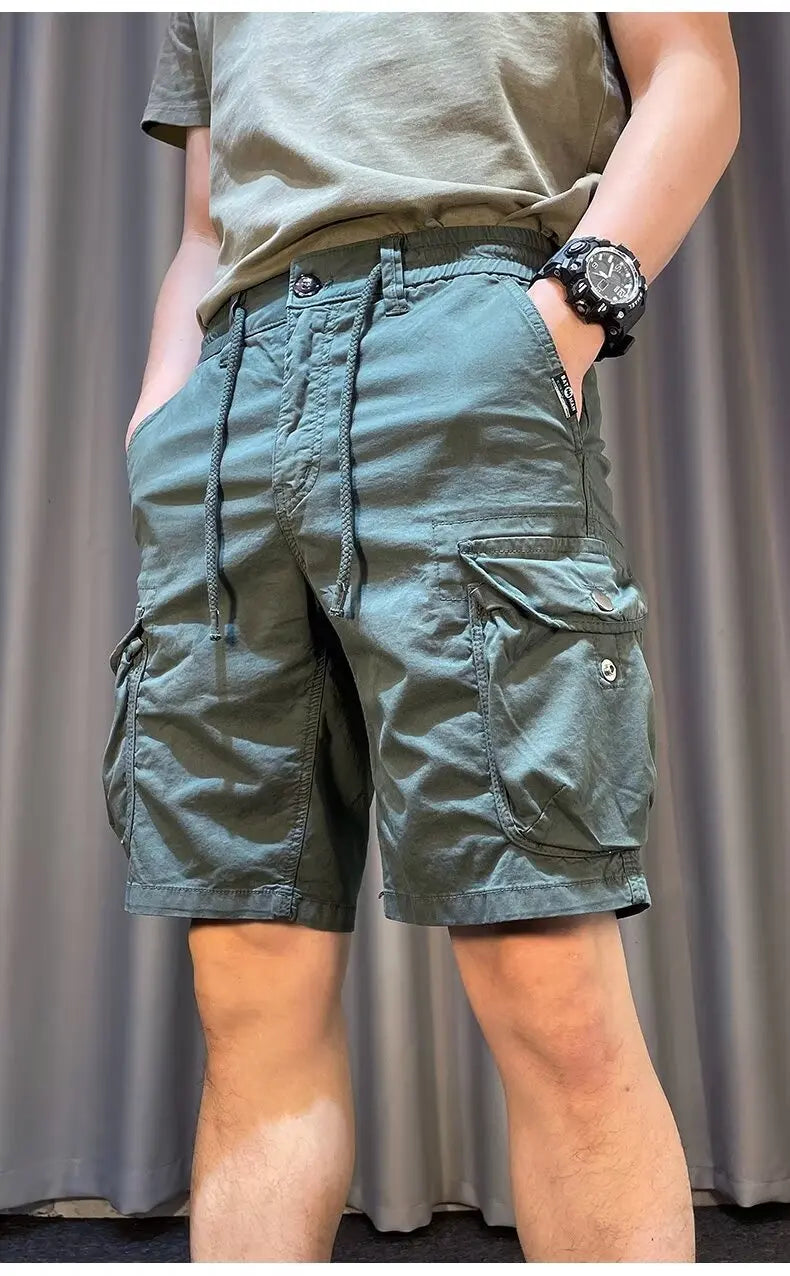 Men Trend Cargo Shorts Cotton High Quality Hot Sale Hip Hop Punk Wash Military Multi-pocket Casual Male's Outdoor Straight Short