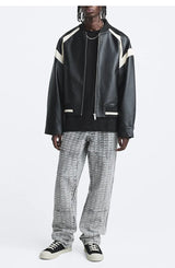 Spring And Autumn Men's Leather Jacket Coat American Baseball Suit Stitching Leather Jacket