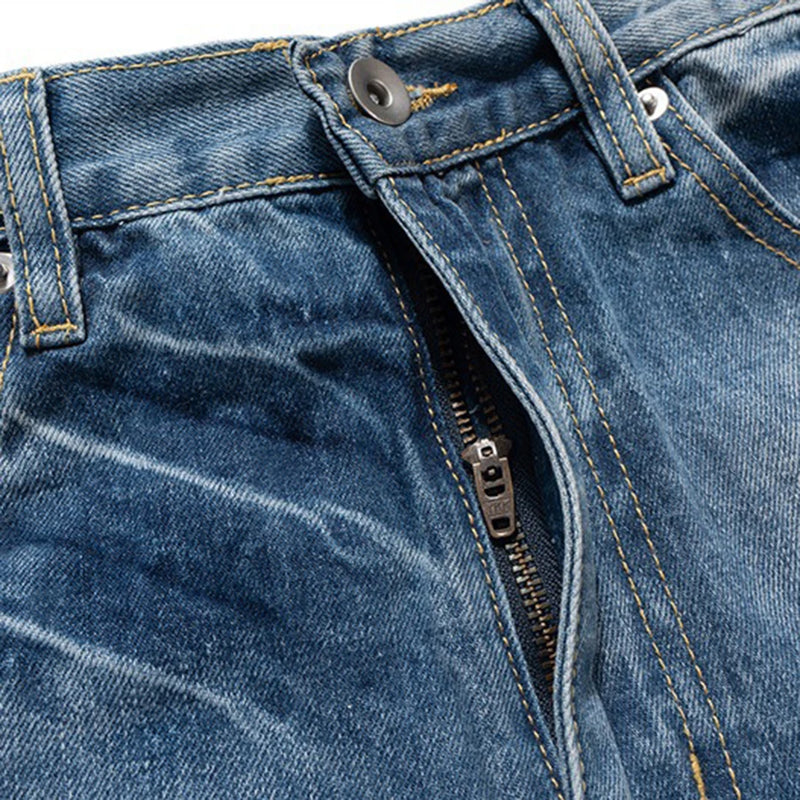 mens fashion ripped jeans blue distressed flared denim pants baggy jeans trousers male luxury designer jeans stacked flare jeans
