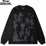 Men Suede Sweatshirt Streetwear Shadow Graphic Harajuku Pullover 2023