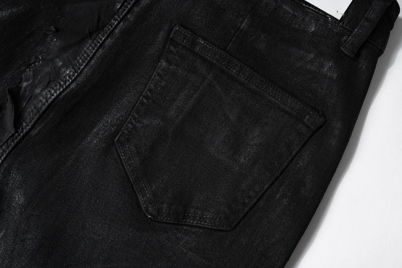 y2k streetwear wax leather strecth jeans for men and women ropa hombre baggy flare pants oversized straight denim trousers 1 unique jeans style 1145