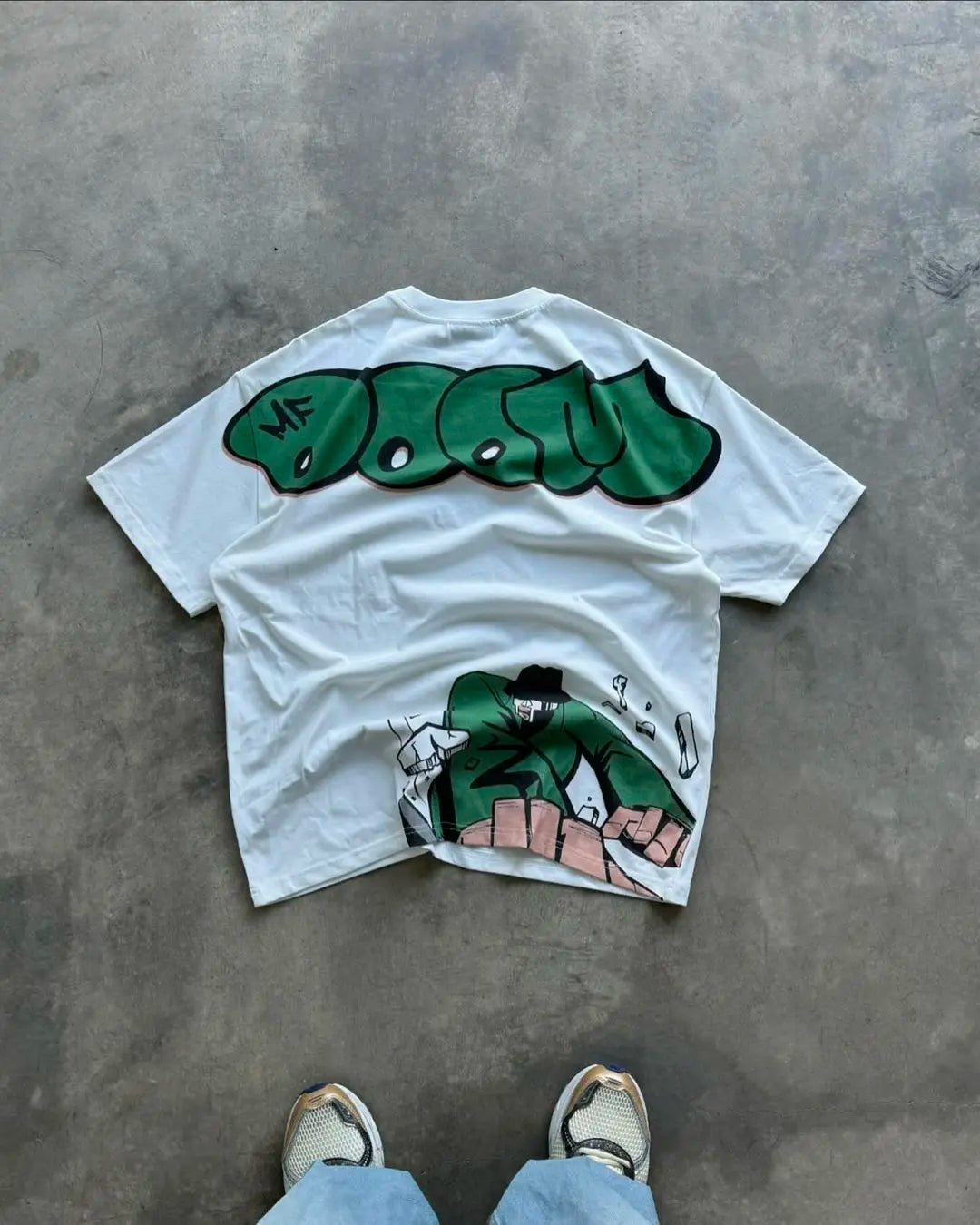 Skatercore Icon Tee – Bold Sticker Font Flame Urban Graphic