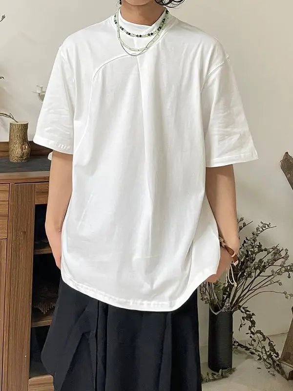 Trapwear Oversized shirt – Korean Summer Minimalist Retro Chinese Style Stand Collar Sp