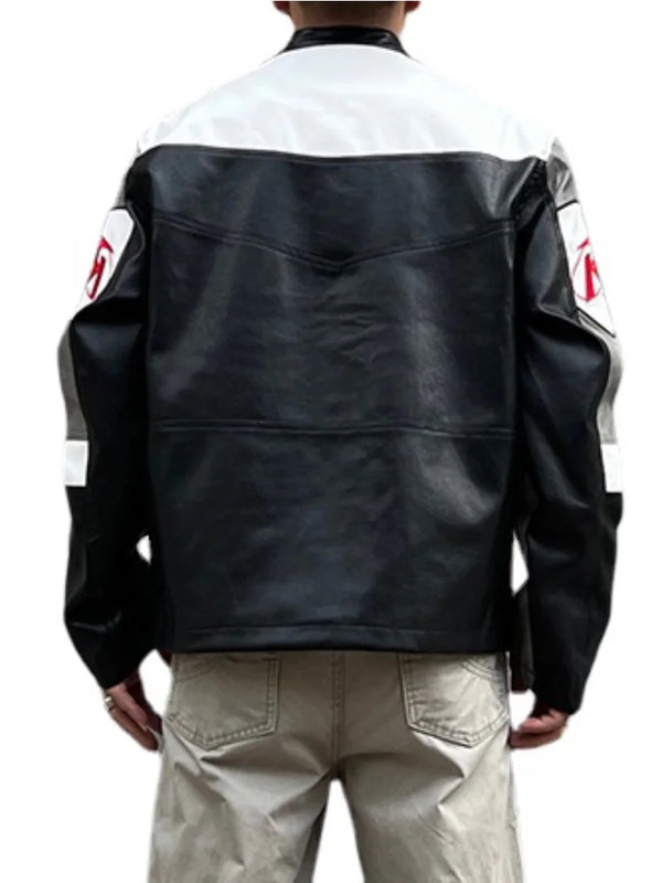 racing jackets fashion letter embroidery patchwork zipper jacket coats men hip hop pu lether outerwear casual streetwear gray - variant style da27c4 for streetwear fashion
