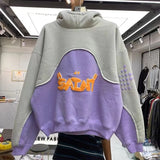 Three Dimensional Foam Splicing Color Hoodie Plus Fleece Hoodie Men An