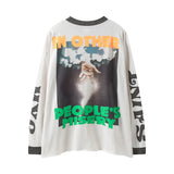 sadcore streetwear top featuring high street vintage retro a cheap holiday letter print fire hand thunder streetwear cotton long sleeve t shirt pullover