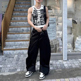 Mens Casual Street Tie Dye Tight Sports Bodybuilding Vest 2024 New Genderless Fashion Sexy Youth Printed Tank Top Unisex
