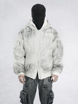 Urban Grunge Double-Layer Hoodie – Leather Texture Streetwear