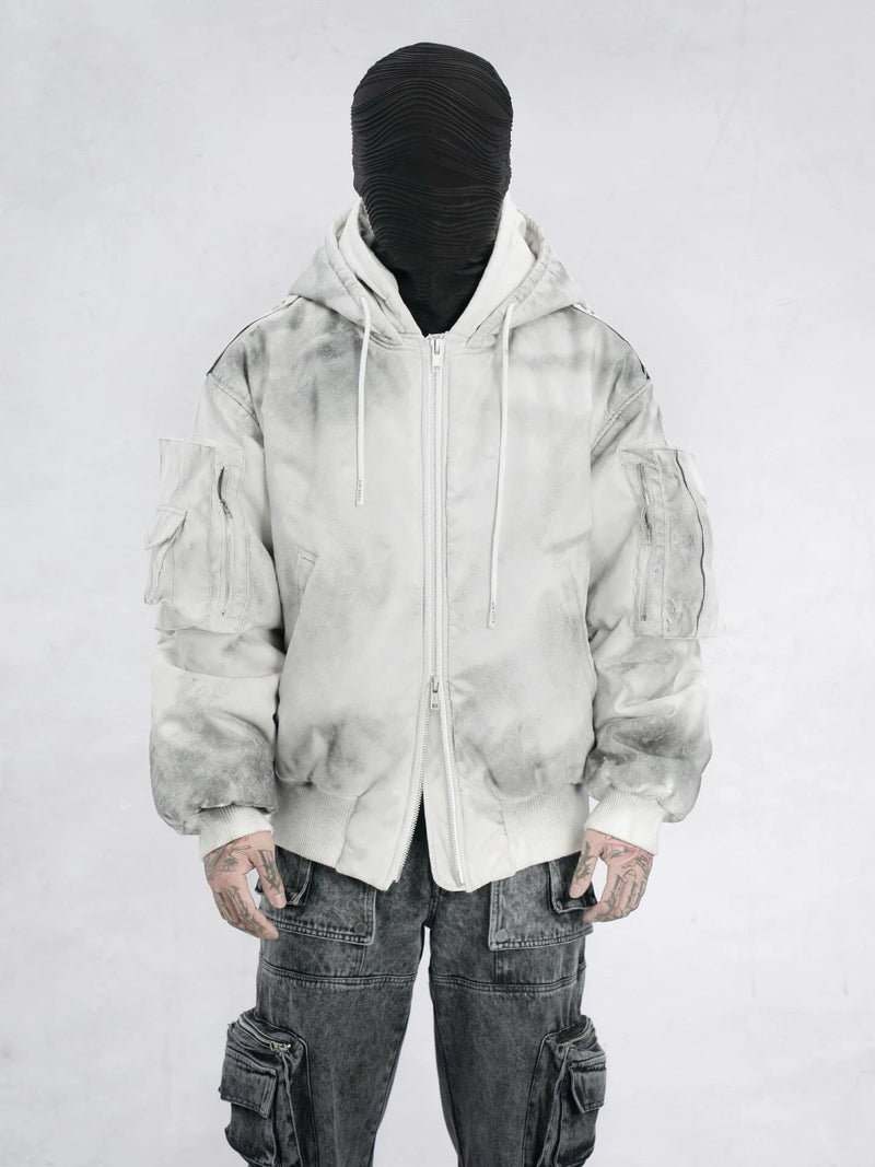 Urban Grunge Double-Layer Hoodie – Leather Texture Streetwear