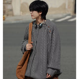 varsity flame knitwear, statement sweater, cozy knitwear for men, oversized grunge aesthetic winter top