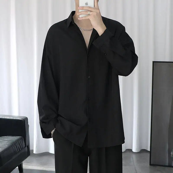 2023 Spring New Light Luxury Fashion Shirt Men Korean Version Long-sleeved Loose Casual Men Clothing Boutique Clothing