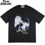 Skatercore Graphic tee – Streetwear T Shirt Men Hip Hop Illusion Girl Letter Print T
