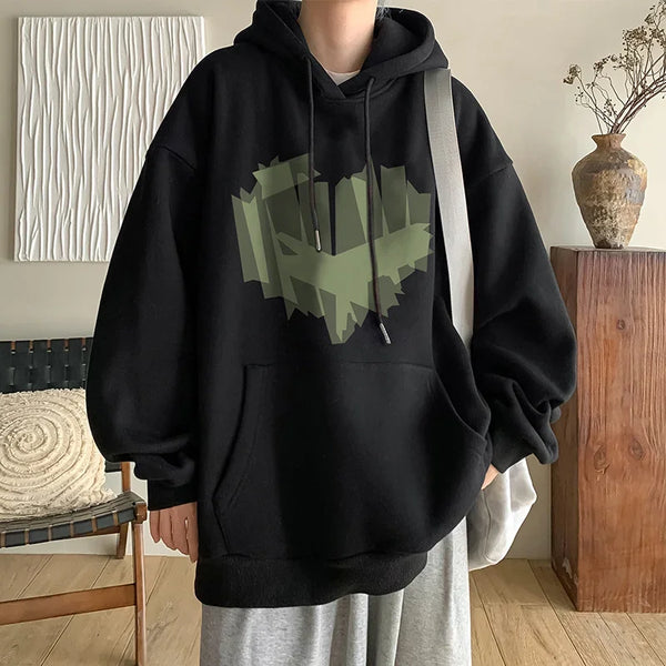 Autumn New Love Graphic Print Hoody Sweatshirts Man Hip Hop Oversized
