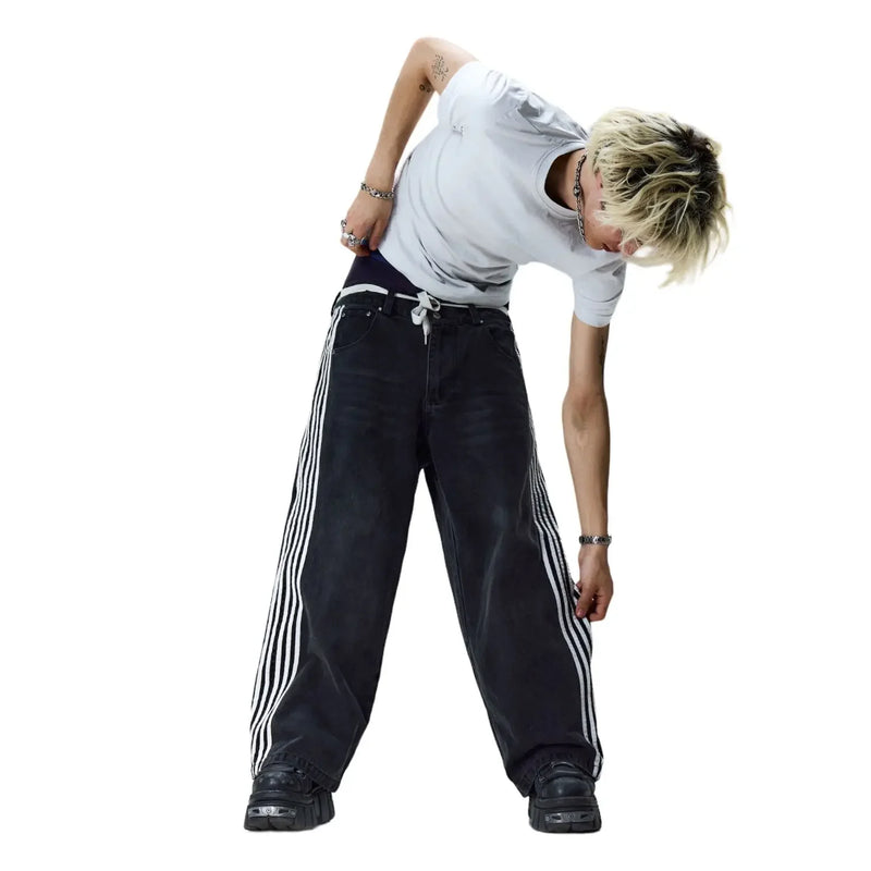 simplicity vintage baggy black jeans denim gym 2024 new pants mens womens harajuku casual pants y2k new high waist men clothing unique jeans style 4966
