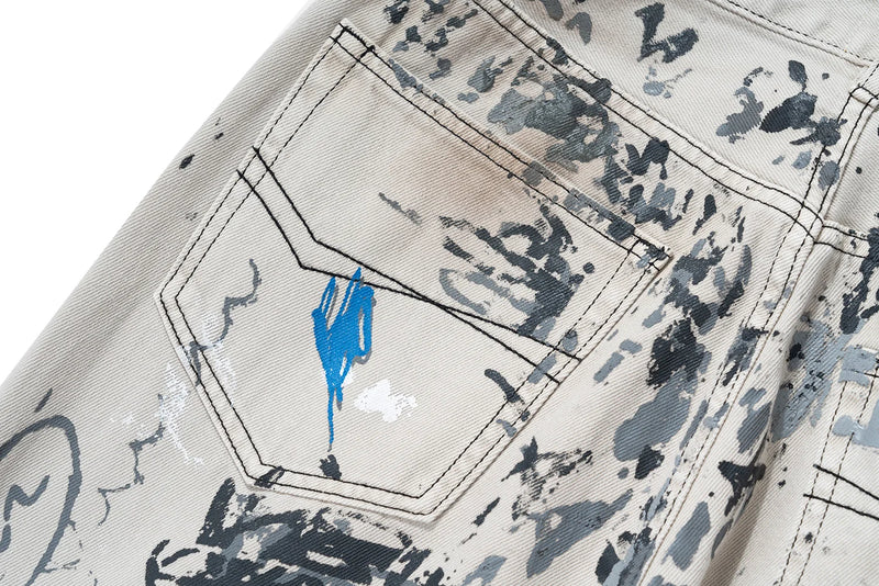 hand painted graffiti washed baggy jeans for men and women y2k streetwear pantalones hombre casual denim trousers oversized unique jeans style 6020