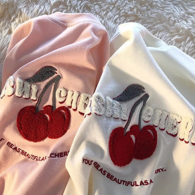 Anime Graphic tee – Fashion Korean Brand Chic Flock Cherry Embroidery T Shirts K