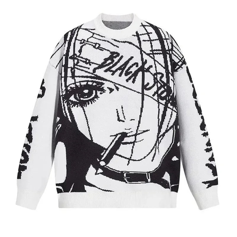 y2k flame knit sweater in soft cotton blend for fashion-forward fall wardrobes, ideal for men’s fashion and seasonal streetwe