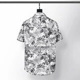 New 2021 luxury Men Classic Sketch jungle Leopard Fashion 50% Silk Casual Shirts Shirt high quality Pocket Short sleeves #A47