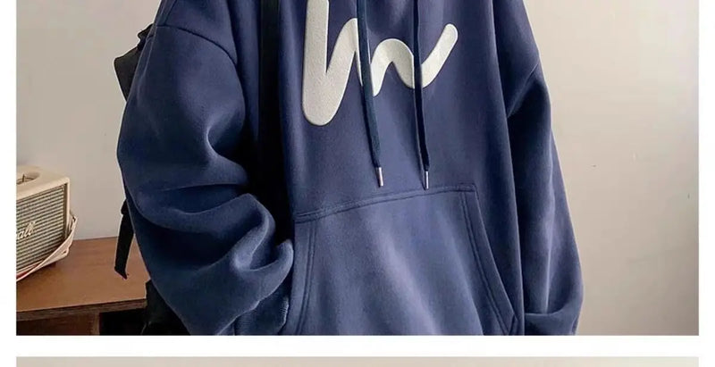 Fashionable Korean personality simple printed hooded sweatshirt for men autumn street Y2K new niche Japanese style boys' hoodie