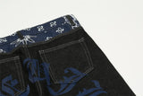 y2k retro sanskrit black jeans street casual pants punk male hip hop print loose harajuku mens straight pants ins hot sale unique jeans style 4779